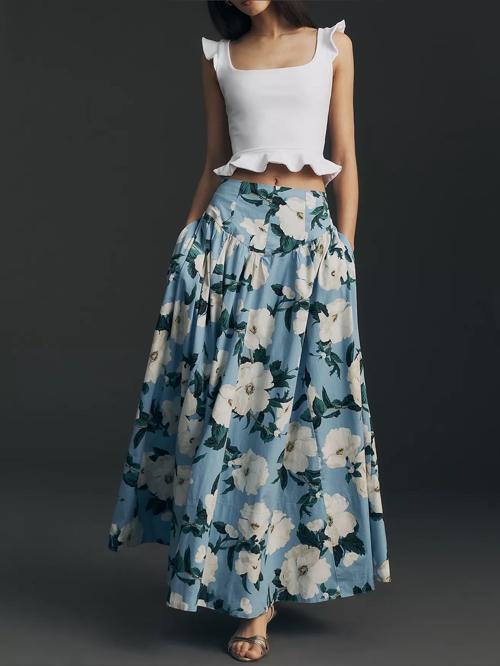 Anthropologie Maeve Basque-Waist Maxi Skirt